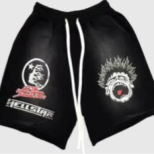 HellStar Black Double Logo Graphic Shorts
